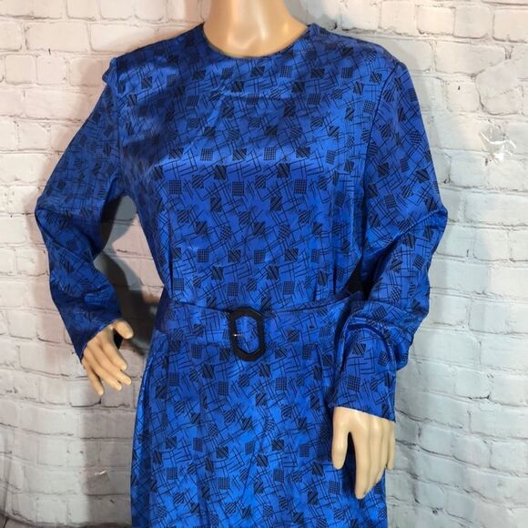 Vintage Henry Lee 2 Piece Belted Geometric Print Dress & Jacket 12 - Picture 6 of 10